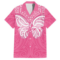 New Zealand Breast Cancer Awareness Family Matching Short Sleeve Bodycon Dress and Hawaiian Shirt Maori Butterfly Pink Ribbon - Polynesian Pride