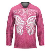 New Zealand Breast Cancer Awareness Hockey Jersey Maori Butterfly Pink Ribbon - Polynesian Pride