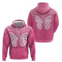 New Zealand Breast Cancer Awareness Hoodie Maori Butterfly Pink Ribbon - Polynesian Pride