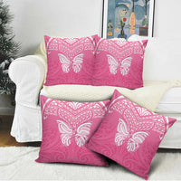 New Zealand Breast Cancer Awareness Pillow Cover Maori Butterfly Pink Ribbon - Polynesian Pride