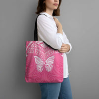 New Zealand Breast Cancer Awareness Tote Bag Maori Butterfly Pink Ribbon - Polynesian Pride