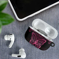 New Zealand Breast Cancer Awareness AirPods Case Maori Butterfly Pink Ribbon Black Version - Polynesian Pride
