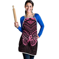 New Zealand Breast Cancer Awareness Apron Maori Butterfly Pink Ribbon Black Version - Polynesian Pride