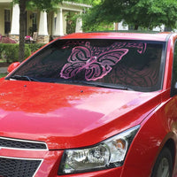 New Zealand Breast Cancer Awareness Auto Sun Shade Maori Butterfly Pink Ribbon Black Version - Polynesian Pride