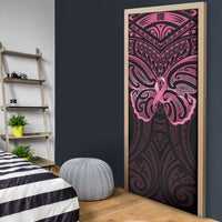 New Zealand Breast Cancer Awareness Door Cover Maori Butterfly Pink Ribbon Black Version - Polynesian Pride