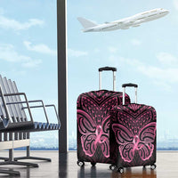 New Zealand Breast Cancer Awareness Luggage Cover Maori Butterfly Pink Ribbon Black Version - Polynesian Pride