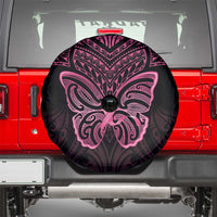 New Zealand Breast Cancer Awareness Spare Tire Cover Maori Butterfly Pink Ribbon Black Version - Polynesian Pride