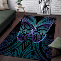 Suicide Prevention New Zealand Area Rug Aotearoa Maori Butterfly Mix Silver Fern - Polynesian Pride