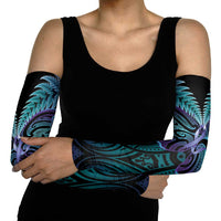Suicide Prevention New Zealand Arm Sleeves Aotearoa Maori Butterfly Mix Silver Fern - Polynesian Pride