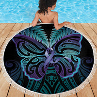 Suicide Prevention New Zealand Beach Blanket Aotearoa Maori Butterfly Mix Silver Fern - Polynesian Pride