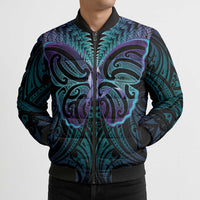 Suicide Prevention New Zealand Bomber Puffer Jacket Aotearoa Maori Butterfly Mix Silver Fern - Polynesian Pride