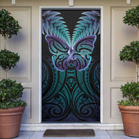 Suicide Prevention New Zealand Door Cover Aotearoa Maori Butterfly Mix Silver Fern - Polynesian Pride