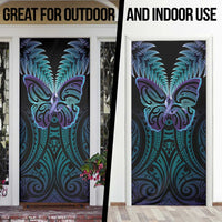Suicide Prevention New Zealand Door Cover Aotearoa Maori Butterfly Mix Silver Fern - Polynesian Pride