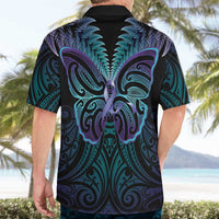 Suicide Prevention New Zealand Hawaiian Shirt Aotearoa Maori Butterfly Mix Silver Fern - Polynesian Pride