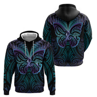 Suicide Prevention New Zealand Hoodie Aotearoa Maori Butterfly Mix Silver Fern - Polynesian Pride