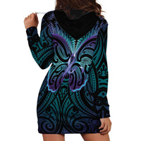 Suicide Prevention New Zealand Hoodie Dress Aotearoa Maori Butterfly Mix Silver Fern - Polynesian Pride