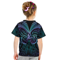 Suicide Prevention New Zealand Kid T Shirt Aotearoa Maori Butterfly Mix Silver Fern - Polynesian Pride