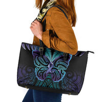 Suicide Prevention New Zealand Leather Tote Bag Aotearoa Maori Butterfly Mix Silver Fern - Polynesian Pride