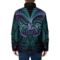 Suicide Prevention New Zealand Padded Jacket Aotearoa Maori Butterfly Mix Silver Fern - Polynesian Pride