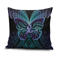 Suicide Prevention New Zealand Pillow Cover Aotearoa Maori Butterfly Mix Silver Fern - Polynesian Pride