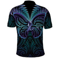 Suicide Prevention New Zealand Polo Shirt Aotearoa Maori Butterfly Mix Silver Fern - Polynesian Pride