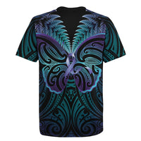 Suicide Prevention New Zealand Rugby Jersey Aotearoa Maori Butterfly Mix Silver Fern - Polynesian Pride