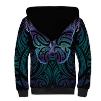 Suicide Prevention New Zealand Sherpa Hoodie Aotearoa Maori Butterfly Mix Silver Fern - Polynesian Pride