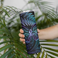 Suicide Prevention New Zealand Skinny Tumbler Aotearoa Maori Butterfly Mix Silver Fern - Polynesian Pride