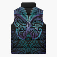Suicide Prevention New Zealand Sleeveless Puffer Jacket Aotearoa Maori Butterfly Mix Silver Fern - Polynesian Pride