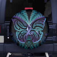Suicide Prevention New Zealand Spare Tire Cover Aotearoa Maori Butterfly Mix Silver Fern - Polynesian Pride