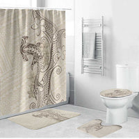 Beige Hawaii Bathroom Set Hammerhead Shark Tattoo Curve Polynesian - Polynesian Pride