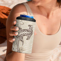 Beige Hawaii 4 in 1 Can Cooler Tumbler Hammerhead Shark Tattoo Curve Polynesian - Polynesian Pride