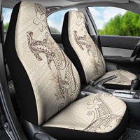 Beige Hawaii Car Seat Cover Hammerhead Shark Tattoo Curve Polynesian - Polynesian Pride