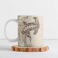 Beige Hawaii Ceramic Mug Hammerhead Shark Tattoo Curve Polynesian - Polynesian Pride