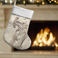 Beige Hawaii Christmas Stocking Hammerhead Shark Tattoo Curve Polynesian - Polynesian Pride