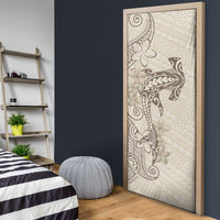 Beige Hawaii Door Cover Hammerhead Shark Tattoo Curve Polynesian - Polynesian Pride