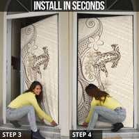 Beige Hawaii Door Cover Hammerhead Shark Tattoo Curve Polynesian - Polynesian Pride