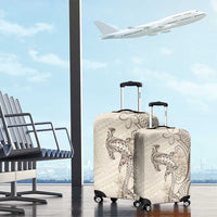 Beige Hawaii Luggage Cover Hammerhead Shark Tattoo Curve Polynesian - Polynesian Pride
