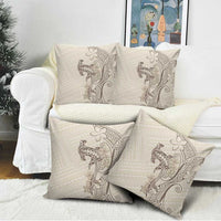 Beige Hawaii Pillow Cover Hammerhead Shark Tattoo Curve Polynesian - Polynesian Pride