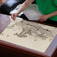 Beige Hawaii Puzzle Hammerhead Shark Tattoo Curve Polynesian - Polynesian Pride