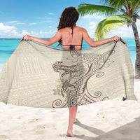 Beige Hawaii Sarong Hammerhead Shark Tattoo Curve Polynesian - Polynesian Pride