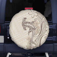 Beige Hawaii Spare Tire Cover Hammerhead Shark Tattoo Curve Polynesian - Polynesian Pride