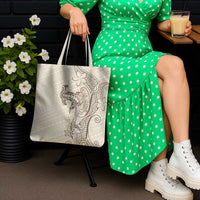 Beige Hawaii Tote Bag Hammerhead Shark Tattoo Curve Polynesian - Polynesian Pride