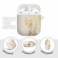 Gold and White Hawaii AirPods Case Hammerhead Shark Tattoo Curve Polynesian - Polynesian Pride