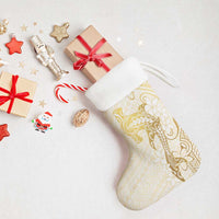 Gold and White Hawaii Christmas Stocking Hammerhead Shark Tattoo Curve Polynesian - Polynesian Pride