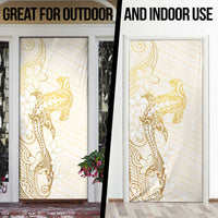 Gold and White Hawaii Door Cover Hammerhead Shark Tattoo Curve Polynesian - Polynesian Pride