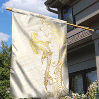 Gold and White Hawaii Garden Flag Hammerhead Shark Tattoo Curve Polynesian - Polynesian Pride