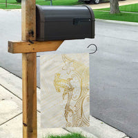 Gold and White Hawaii Garden Flag Hammerhead Shark Tattoo Curve Polynesian - Polynesian Pride