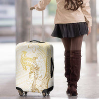 Gold and White Hawaii Luggage Cover Hammerhead Shark Tattoo Curve Polynesian - Polynesian Pride
