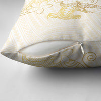 Gold and White Hawaii Pillow Cover Hammerhead Shark Tattoo Curve Polynesian - Polynesian Pride
